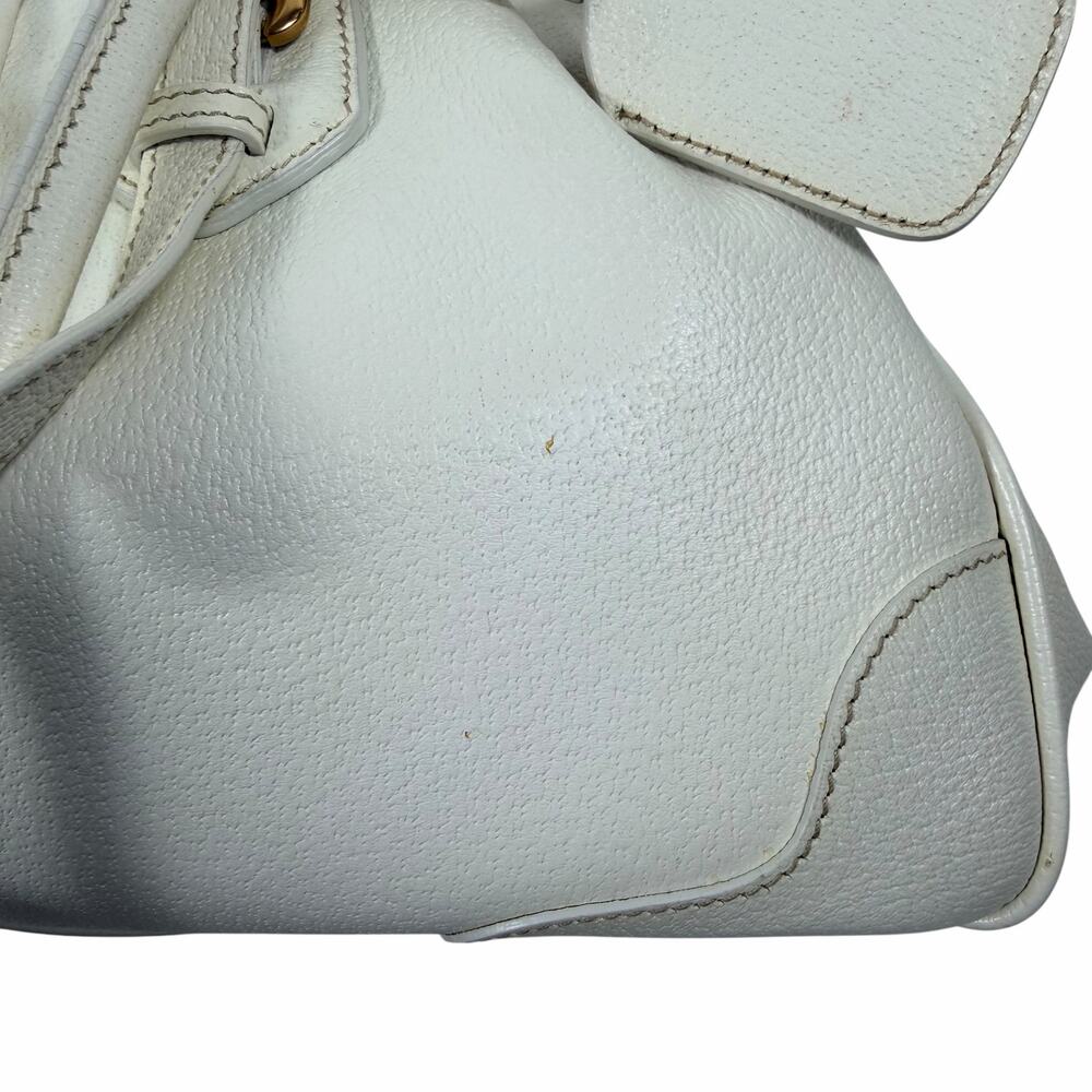 Prada Cinghiale Leather Frame Large Shoulder Bag Bianco White - Picture 14 of 16